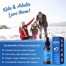 Load image into Gallery viewer, Organic Zinc Sulfate Liquid Supplement | Immune Support System Boost | Pure Ionic Concentrated Mineral Drops for Men, Women & Kids Enhanced with Vitamin C - 4 oz Great Tasting Defense Booster