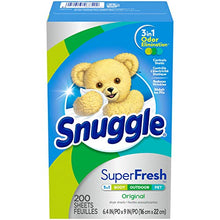 Load image into Gallery viewer, Snuggle Plus SuperFresh Fabric Softener Dryer Sheets with Static Control and Odor Eliminating Technology, Original, 200 Count