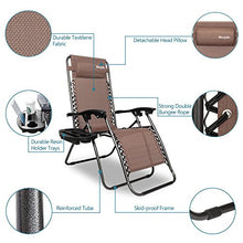 Load image into Gallery viewer, Bonnlo Infinity Zero Gravity Chair, Outdoor Lounge Patio Chairs with Pillow and Utility Tray Adjustable Folding Recliner for Deck,Patio,Beach,Yard Pack 2(Brown)