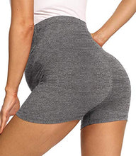 Load image into Gallery viewer, V VOCNI Maternity Biker Shorts for Women Butt Lifting Belly Support Workout Running Booty Sweat Shorts Grey Small