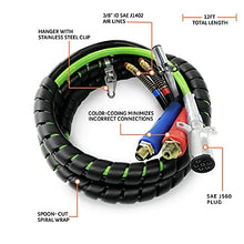 Load image into Gallery viewer, TORQUE 12ft 3 in 1 ABS & Power Air Line Hose Wrap 7 Way Electrical Cable with Handle Grip for Semi Truck Trailer Tractor (TR813212)