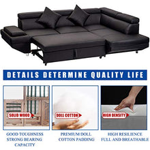 Load image into Gallery viewer, FDW Sofa Sectional Sofa Bed futon Sofa Bed Sofa for Living Room Couches and Sofas Sleeper Sofa PU Leather Sofa Set Corner Modern Queen 2 Piece Contemporary Upholstered,Black