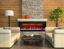 Load image into Gallery viewer, Mystflame 50 inch Electric Fireplace - Ultra Slim Frame - in Wall Recessed & Wall Mounted - Multicolor Flame - Log & Crystal Hearth - 1500/750 Watt Heater - Remote Control & Touch Screen - Timer