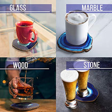 Load image into Gallery viewer, Blue Agate Coasters Set of 4 - 3.5"-4" - Brazilian Geode Crystal Decor - (3.5"-4" Blue)