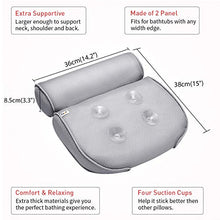 Load image into Gallery viewer, ESSORT Bathtub Pillow, Large Spa 3D Air Mesh Bath Pillow, Luxury Comfortable Soft Bath Cushion Headrest, for Head Neck Shoulder Support Backrest, Fits Any Size of Tubs, Jacuzzi (Gray)