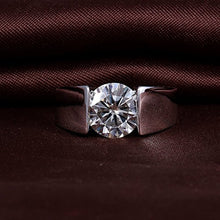 Load image into Gallery viewer, DovEggs Platinum Plated Silver 3ct 9mm G-H-I Color Heart Arrows Cut Moissanite Engagement Ring for Men and Women(8.5)