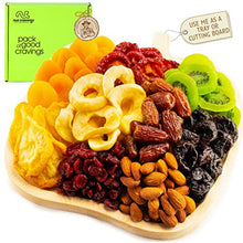 Load image into Gallery viewer, Christmas Gift Basket Holiday Mixed Dried Fruit & Nuts in Reusable Wooden Apple Tray + Ribbon (9 Assortments) Gourmet Food Bouquet Arrangement Platter, Birthday Care Package, Healthy Kosher Snack Box