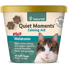 Load image into Gallery viewer, NaturVet –Quiet Moments Calming Aid for Cats Plus Melatonin – 60 Soft Chews – Helps Reduce Stress & Promote Relaxation – Great for Storms, Fireworks, Travel & Grooming