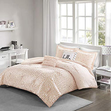 Load image into Gallery viewer, Intelligent Design Zoey Triangle Metallic Print, Cozy Comforter Set All Season Bedding Set, Matching Sham, Decorative Pillow, Twin/Twin XL, Blush/Rosegold 4 Piece
