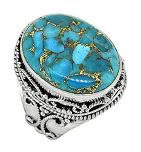 Load image into Gallery viewer, YoTreasure Turquoise Gemstone Solid 925 Sterling Silver Designer Ring Jewelry