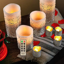 Load image into Gallery viewer, FURORA LIGHTING Silver Glitter Flameless Candles Battery Operated, Remote Controlled Pillar Candles and Votive Candles Bundle with 6 Pack Flickering Taper Candles Battery Operated with Timer