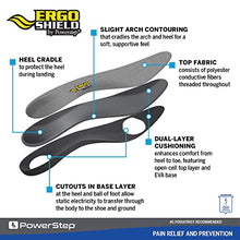 Load image into Gallery viewer, Powerstep Mens-Adult ErgoShield ESD Insoles, Grey, Men's 9-9.5 / Women's 11-11.5