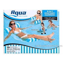 Load image into Gallery viewer, Aqua 4-in-1 Monterey Hammock Inflatable Pool Float, Multi-Purpose Pool Hammock (Saddle, Lounge Chair, Hammock, Drifter) Pool Chair, Portable Water Hammock, Light Blue/White Stripe