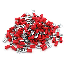 Load image into Gallery viewer, Baomain Female Quick disconnects Vinyl Insulated Spade Wire Connector Electrical Crimp Terminal 22-16 AWG 6.3mm 1/4" Red Pack of 100