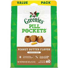Load image into Gallery viewer, GREENIES PILL POCKETS for Dogs Capsule Size Natural Soft Dog Treats with Real Peanut Butter, 15.8 oz. Pack (60 Treats)