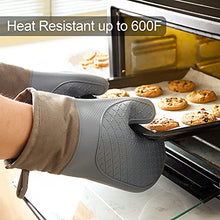 Load image into Gallery viewer, Domonic Home Oven Mitts and Pot Holders Sets, Silicone Oven Mitts Heat Resistant 600F, Soft Lining Good Grip Oven Mitts Sets, Oven Gloves and Silicone Trivet 4-Piece Set,Grey-A
