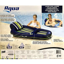 Load image into Gallery viewer, Aqua Oversized Deluxe Pool Lounger, Inflatable Pool Float, Heavy Duty, X-Large, 70”, Navy/Green/White Stripe