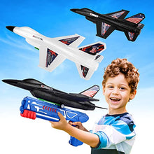 Load image into Gallery viewer, Allaugh 2 Pack Airplane Launcher Toy, 13.3'' Jet F-16 Fighting Falcon, Catapult Plane Game Boy Toys for Kids Outdoor Flying Toys Birthday Gifts for 4 5 6 7 8 9 10 12 Year Old Boys Girls, Black+white