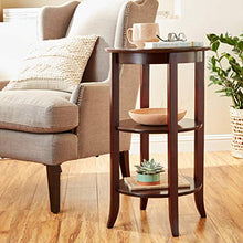 Load image into Gallery viewer, Frenchi Furniture Wood Round Side /Accent Table , Inset Glass, Two Shelves