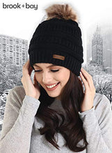 Load image into Gallery viewer, Pom Pom Beanie Winter Hat For Women - Faux Fur Pompom Warm, Thick & Chunky Soft Cable Knit Hats - Cute & Trendy Cold Weather Knitted Caps - Stylish & Trendy Snow & Ski Beanies for Ladies