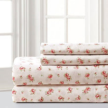 Load image into Gallery viewer, Amrapur Microfiber Sheet Set | Luxuriously Soft 100% Microfiber Rose Printed Bed Sheet Set with Deep Pocket Fitted Sheet, Flat Sheet and 2 Pillowcases , 4 Piece Set, Queen