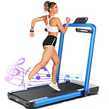 Load image into Gallery viewer, ANCHEER 2 in1 Folding Treadmill, 2.25HP Under Desk Electric Treadmill with Remote Control and Bluetooth Speaker & LCD Monitor, Installation-Free, Exercise Fitness Machine for Home/Office Use (Blue)