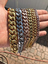 Load image into Gallery viewer, Men's Miami Cuban Bracelet - 8-18mm - Iced Out Men's Heavy Cuban Link - 14k 18k Yellow Or Rose Gold Over Stainless Steel - Never Changes Color (7.5, 18mm 18k Gold)