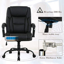Load image into Gallery viewer, Big & Tall Heavy Duty Executive Chair 500 Lbs Heavyweight Rated Black PU Leather Task Rolling Swivel Ergonomic Executive Office Chair with Lumbar Support Armrest for Study Meeting Room
