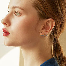 Load image into Gallery viewer, HANPABUM 12 Pairs Stainless Steel Small Round Hoop Earrings for Women Twisted Hoop Earrings Set, 10MM-20MM
