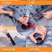 Load image into Gallery viewer, GONGSHI Vacuum Storage Bags 12 Pack (3 x Jumbo, Large, Medium, Small), Space Saver for Clothes Blankets Duvets Pillows Comforters, Travel Hand Pump Include