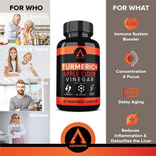 Load image into Gallery viewer, Turmeric Curcumin Capsules Bioperine 1650mg Supplements with Apple Cider Vinegar Black Pepper Ginger Extract, Tumeric Organic Powder Pills, Premium Joint & Healthy Inflammatory Support (2-Pack)