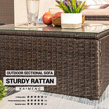 Load image into Gallery viewer, KaiMeng 8 Piece Patio Sofas Furniture Outdoor Lawn Garden Rattan Sets, Black Brown Wicker Conversation Sets Sectional Sofa with Seat Cushions and Single Sofa