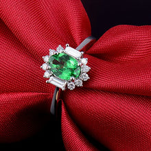 Load image into Gallery viewer, Jewelry Sets Women's Natural Green Emerald Diamond Solid 14K White Gold Ring