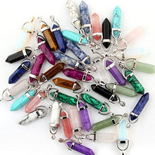 Load image into Gallery viewer, Mutilcolor 14pcs Bullet Shape Healing Pointed Chakra Pendants Quartz Crystal Stone Charm Randow Color for Necklace Making