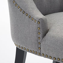 Load image into Gallery viewer, LSSBOUGHT Set of 2 Fabric Dining Chairs Leisure Padded Chairs with Black Solid Wooden Legs,Nailed Trim,Gray
