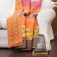 Load image into Gallery viewer, Lush Decor C19924P14-000, Tangerine Royal Empire Throw-Floral Stripe Reversible Design Blanket-60” x, 60 by 50-Inch