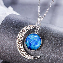 Load image into Gallery viewer, BriLove 925 Sterling Silver Necklace for Women -"Taurus" Galaxy Constellation Zodiac Horoscope Astrology 12 Crescent Moon Glass Bead Pendant Necklace