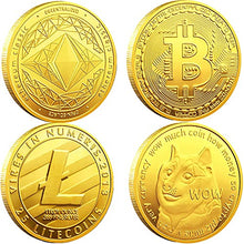 Load image into Gallery viewer, Bitcoin (BTC) Ethereum (ETH) Litecoin (LTC) Dogecoin (Doge) Commemorative Coins with Protective Case - Protective Collectible Gifts. | Blockchain Cryptocurrency | Chase Coin
