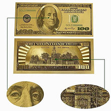 Load image into Gallery viewer, 7PCS Gold Dollar Bills USD 1/2/5/10/20/50/100 Set of Colored Commemorative Coins with Gold Foil