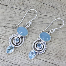 Load image into Gallery viewer, NOVICA Blue Topaz and Chalcedony .925 Sterling Silver Dangle Earrings 'Sentimental Journey'
