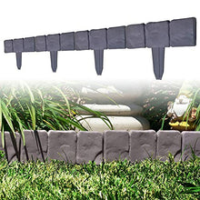 Load image into Gallery viewer, Garden Plastic Fence Edging - 10 or 20 pcs Cobbled Stone Effect Lawn Edging Plant Border Palisade Trellis - DIY Decorative Flower Grass Bed Border for Landscaping Walkways (Gray 20 pcs)