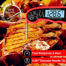 Load image into Gallery viewer, KULUNER TP-01 Waterproof Digital Instant Read Meat Thermometer with 4.6” Folding Probe Backlight & Calibration Function for Cooking Food Candy, BBQ Grill, Liquids,Beef(Red)