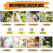 Load image into Gallery viewer, 50ft Expandable Garden hose with 8 pattern hose nozzle - 3/4’’ Solid Brass Fittings with Protective Washer No leak & Rust - Portable Storage Bag Easy Carry and Use