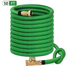 Load image into Gallery viewer, SunGreen 50ft Garden Hose, All New 2019 Expandable Water Hose with 3/4" Solid Brass Fittings, Extra Strength Fabric - Flexible Expanding Hose with Free Storage Bag