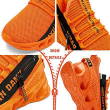 Load image into Gallery viewer, Damyuan Mens Running Tennis Shoes Athletic Gym Walking Workout Sports Fashion Sneakers Blade Shoes Zipper Design Slip-on Comfortable A79 (9.5 Men, Orange)
