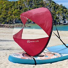 Load image into Gallery viewer, Arya Life 42 inches Downwind Wind Sail Kit Kayak Wind Sail Kayak Paddle Board Accessories,Easy Setup & Deploys Quickly,Compact & Portable,Red