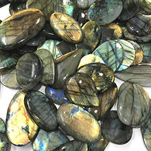 Load image into Gallery viewer, Gemkora Natural Iridescent Spectrolite Labradorite Gemstone Wholesale Cabochons Lot, Jewelry Making Loose Gemstone, Polished Crystals, DIY, Wire Wrapping, Healing Crystals, Bulk Gemstone (100 carats)