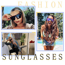 Load image into Gallery viewer, JIM HALO Flat Top Shield Sunglasses Square Mirror Rimless Glasses for Women Men (Tortoise Frame/Grey Lens)