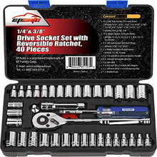 Load image into Gallery viewer, 40 Pieces - EPAuto 1/4-Inch & 3/8-Inch Drive Socket Set with 72 Tooth Reversible Ratchet