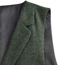 Load image into Gallery viewer, VOBOOM Mens Herringbone Tailored Collar Waistcoat Fullback Wool Tweed Suit Vest (Army Green, Small)